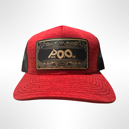 Red Trucker Hat Wood Face Mesh Back - Pace-Of-One