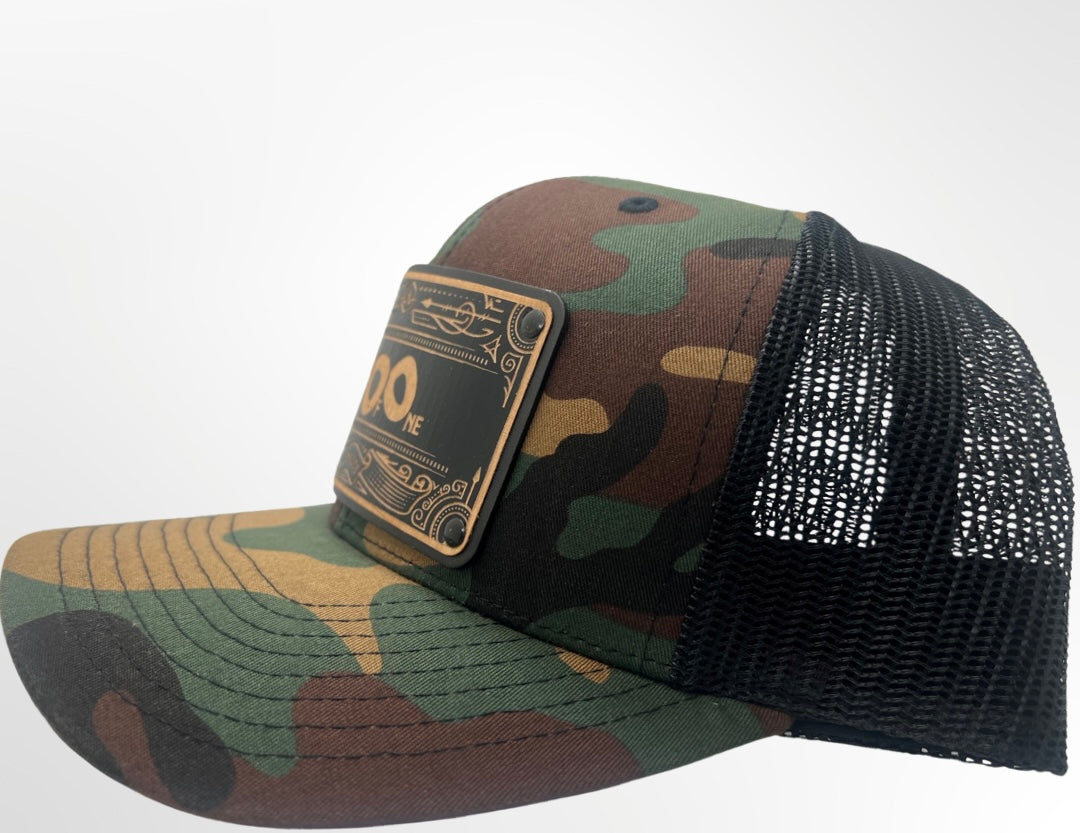 Green Camo Trucker Wooden Face Mesh Back - Pace-Of-One