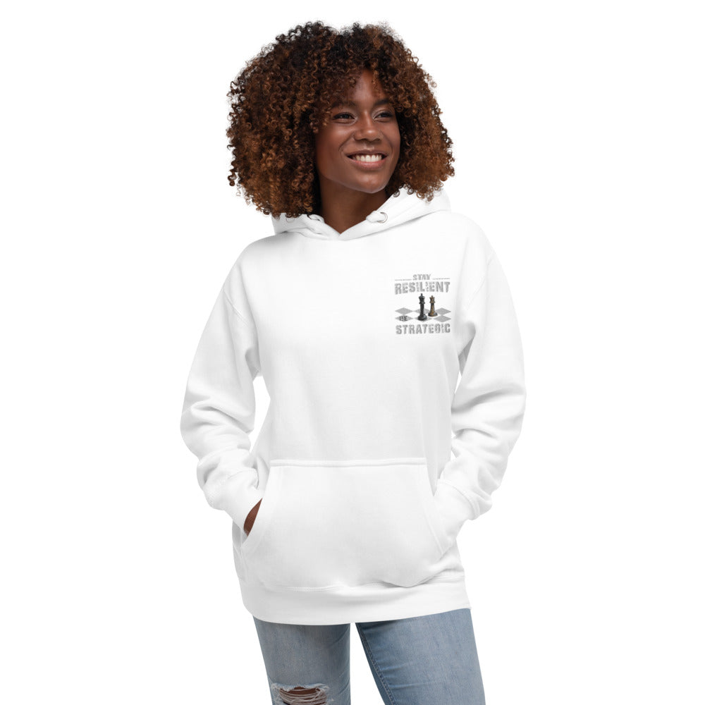 Embroidery Resilient White Pieces Unisex Hoodie - Pace-Of-One