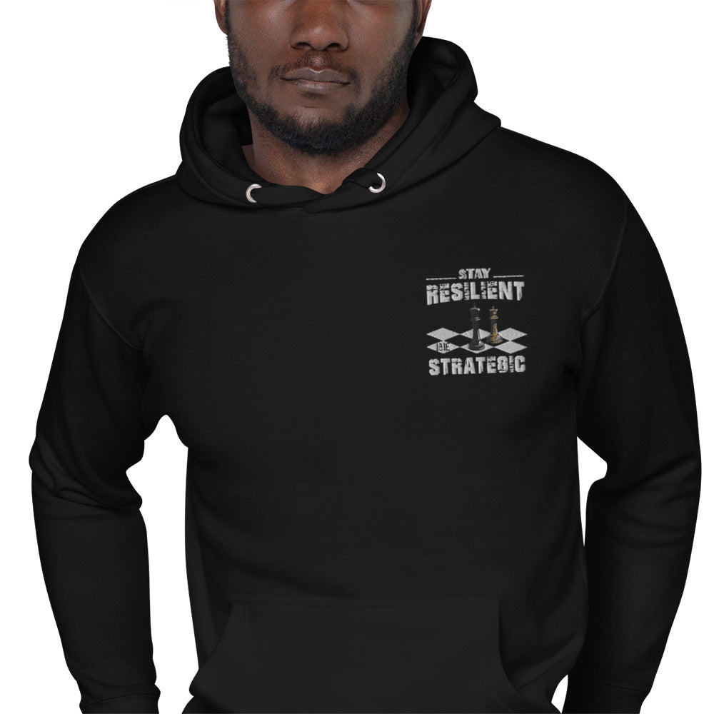Embroidery Resilient White Pieces Unisex Hoodie - Pace-Of-One