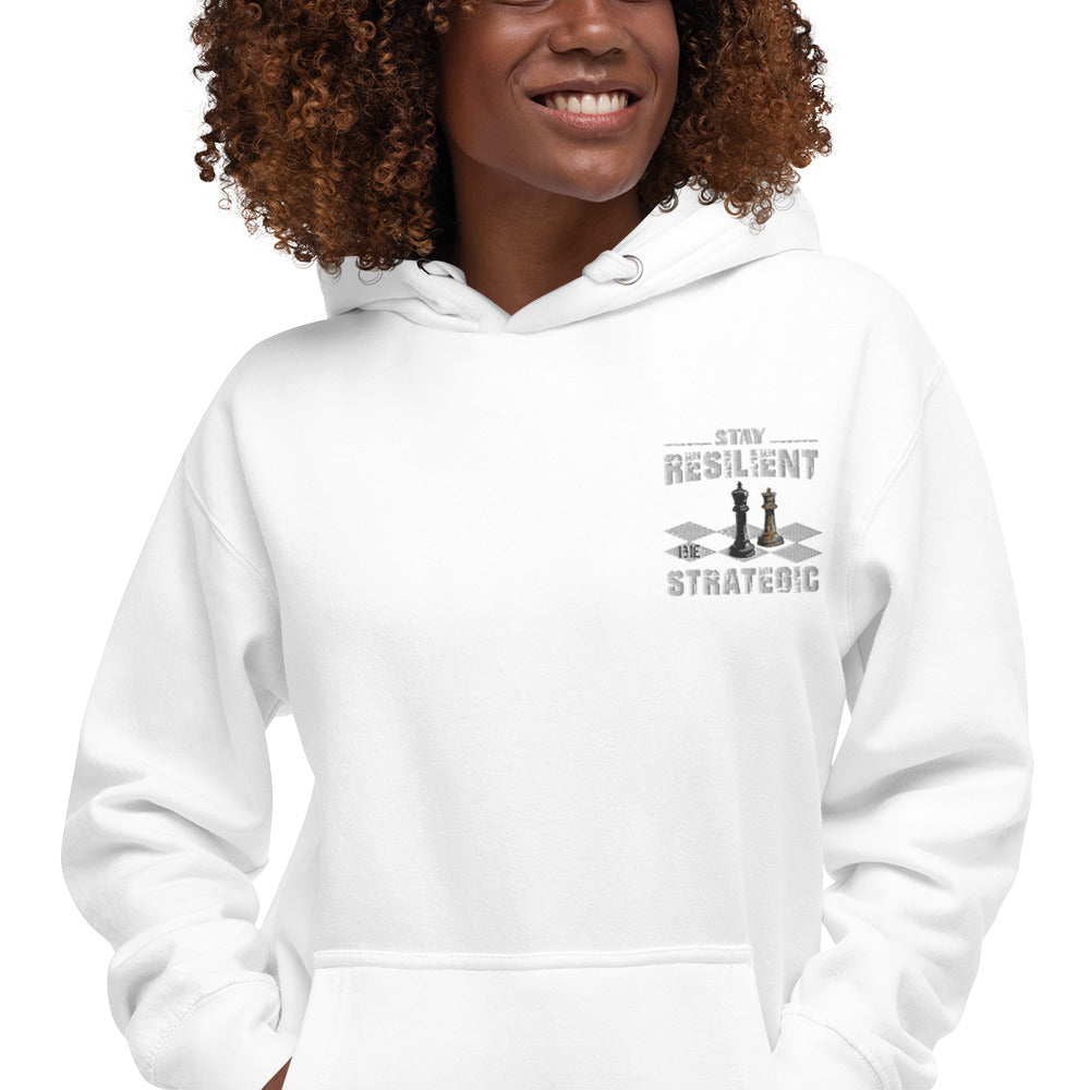 Embroidery Resilient White Pieces Unisex Hoodie - Pace-Of-One