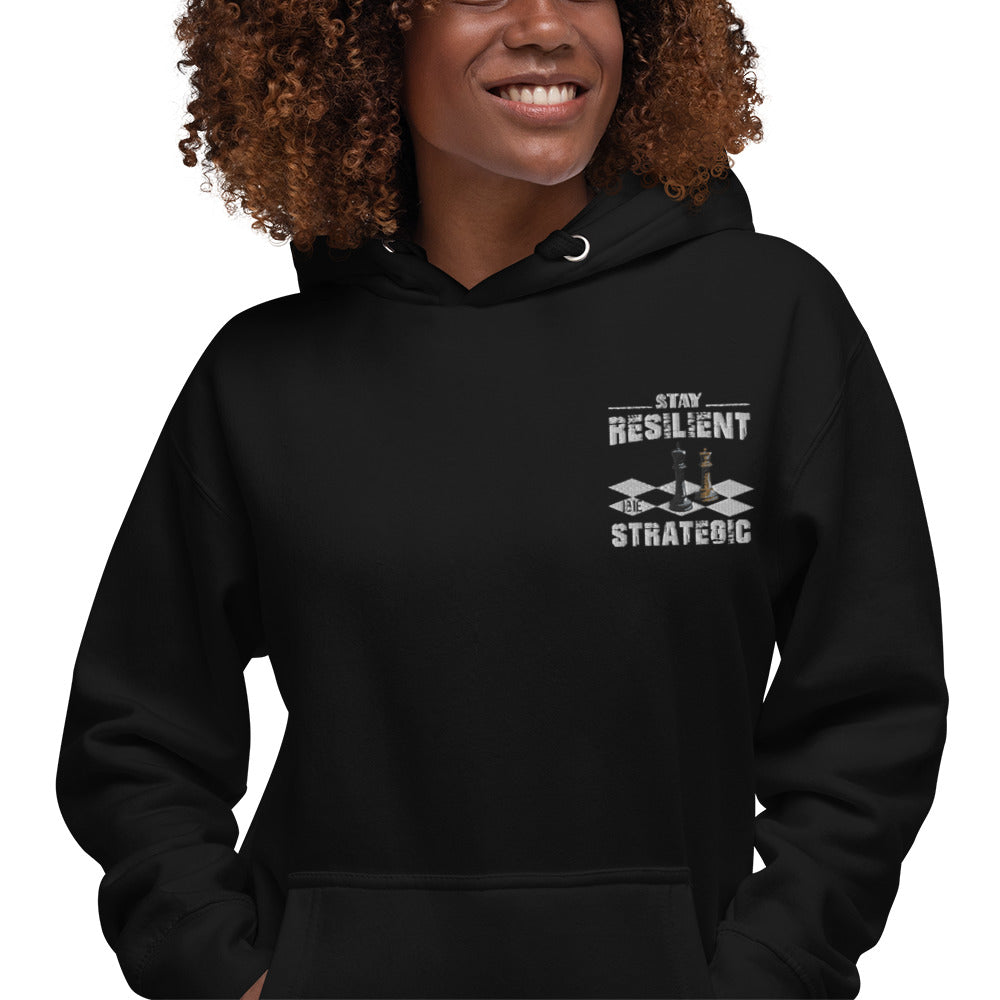 Embroidery Resilient White Pieces Unisex Hoodie - Pace-Of-One