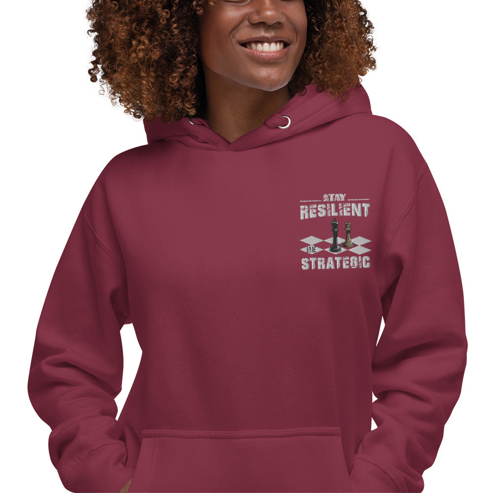 Embroidery Resilient White Pieces Unisex Hoodie - Pace-Of-One