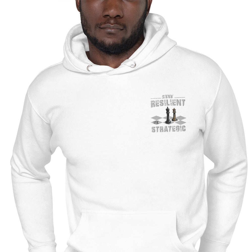 Embroidery Resilient White Pieces Unisex Hoodie - Pace-Of-One