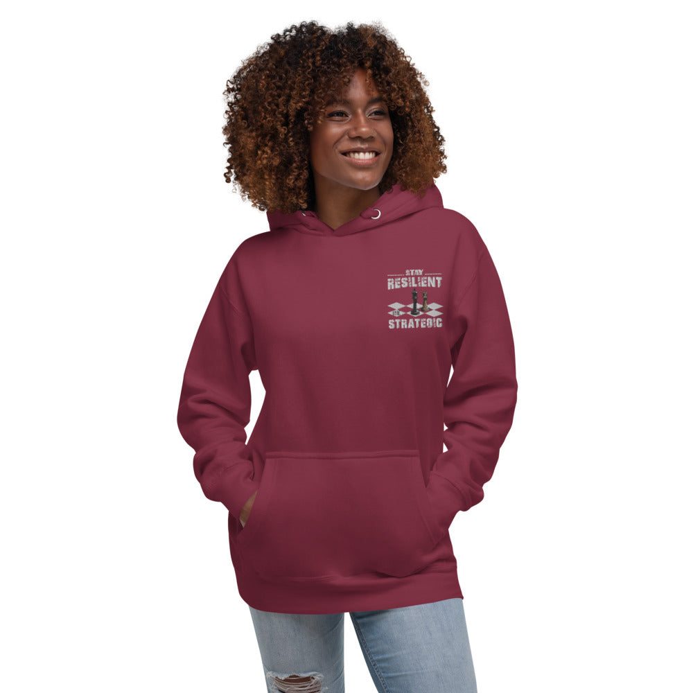 Embroidery  Resilient White Pieces Unisex Hoodie - Pace-Of-One