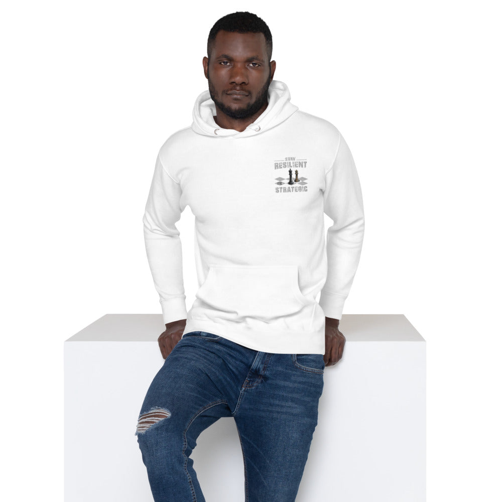 Embroidery Resilient White Pieces Unisex Hoodie - Pace-Of-One